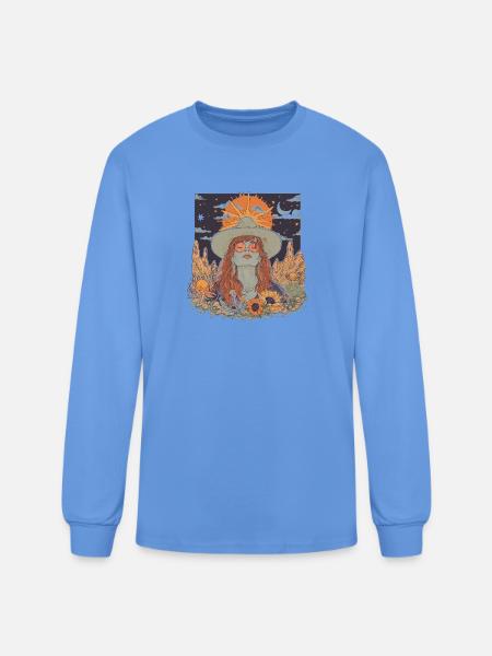 Mystic Sunflower Dreamer Illustration - Men's Long Sleeve T-Shirt - carolina blue