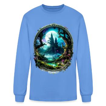 Magical Forest and Castle - Fantasy Art Design - Men's Long Sleeve T-Shirt - carolina blue - Front
