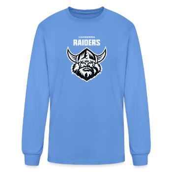 Raiders 2022 New Logo Washed & Worn Effect - Men's Long Sleeve T-Shirt - carolina blue - Front