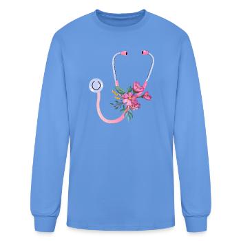 Floral Stethoscope - Men's Long Sleeve T-Shirt - carolina blue - Front