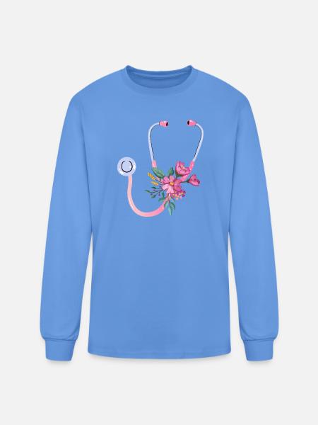 Floral Stethoscope - Men's Long Sleeve T-Shirt - carolina blue