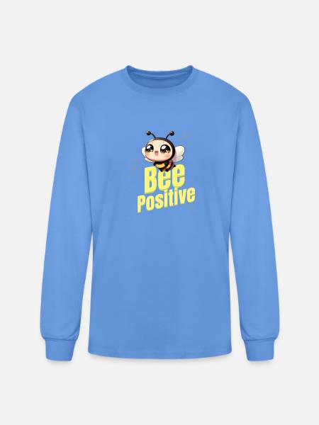 Bee Positive Kawaii Illustration - Men's Long Sleeve T-Shirt - carolina blue