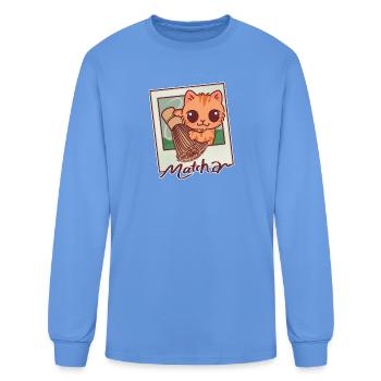Kawaii Matcha Cat Polaroid Photo - Men's Long Sleeve T-Shirt - carolina blue - Front