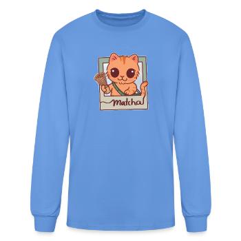 Kawaii Matcha Cat Polaroid - Men's Long Sleeve T-Shirt - carolina blue - Front