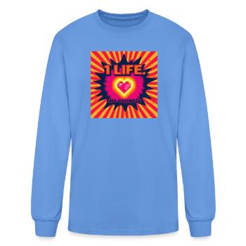 Pixel Heart of 999 Chances - Men's Long Sleeve T-Shirt - carolina blue - Front