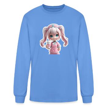 Pink Nurse Anime Heroine - Men's Long Sleeve T-Shirt - carolina blue - Front