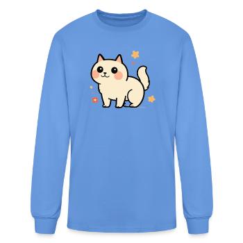 "Cute Chibi Cat Illustration  - Men's Long Sleeve T-Shirt - carolina blue - Front