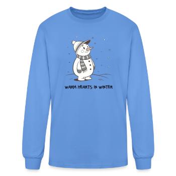 Snowman with Stripe Scarf in Snowfall - Men's Long Sleeve T-Shirt - carolina blue - Front