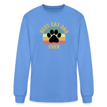 Best Cat Dad Ever Retro Shirt Funny Cat Lover Gift - Men's Long Sleeve T-Shirt - carolina blue - Front