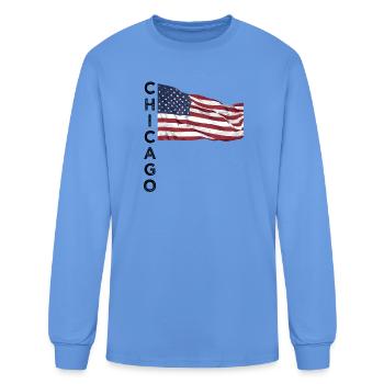 CHICAGO ILLINOIS The Windy City Midwest USA Pride - Men's Long Sleeve T-Shirt - carolina blue - Front