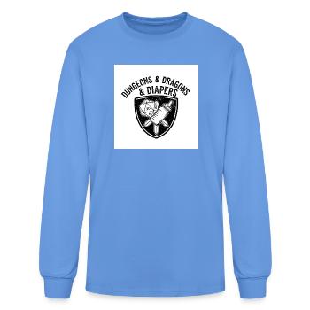Dungeons, Dragons & Diapers - Funny Mashup Tee - Men's Long Sleeve T-Shirt - carolina blue - Front