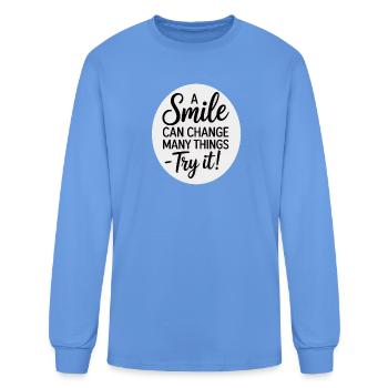 Smile Can Change Many Things - Men's Long Sleeve T-Shirt - carolina blue - Front