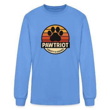 Pawtriot Retro Dog Paw T-Shirt – Liberty & Leashes - Men's Long Sleeve T-Shirt - carolina blue - Front