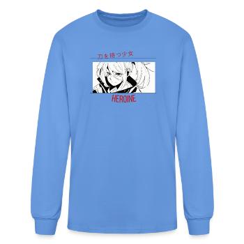Sword Wielding Heroine - Men's Long Sleeve T-Shirt - carolina blue - Front
