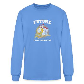 Railroad Locomotive Train Conductor - Men's Long Sleeve T-Shirt - carolina blue - Front