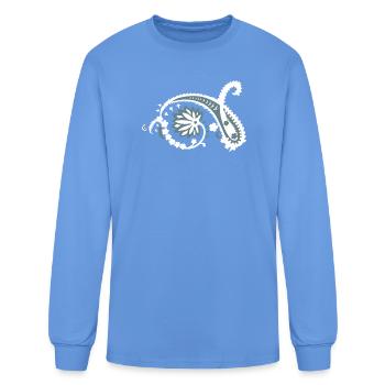Fisherman Logo – Floral Fishing Lure Design - Men's Long Sleeve T-Shirt - carolina blue - Front