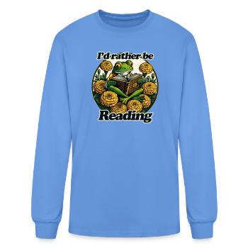 Frog Reading Among Marigolds - Men's Long Sleeve T-Shirt - carolina blue - Front