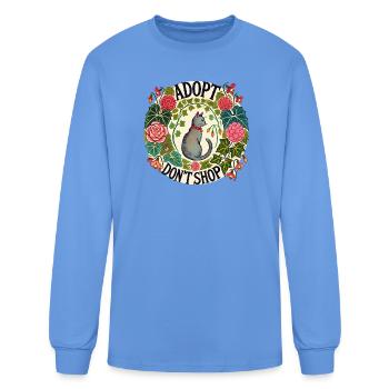 Adopt Don't Shop Cat Garden Floral - Men's Long Sleeve T-Shirt - carolina blue - Front