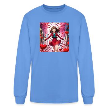 Heartfelt Heroine in Red Uniform - Men's Long Sleeve T-Shirt - carolina blue - Front