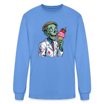 Zombie Doctor with Ice Cream Cone - Men's Long Sleeve T-Shirt - carolina blue - Front