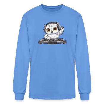 Owl DJ Dancing Techno Disco electronic music - Men's Long Sleeve T-Shirt - carolina blue - Front