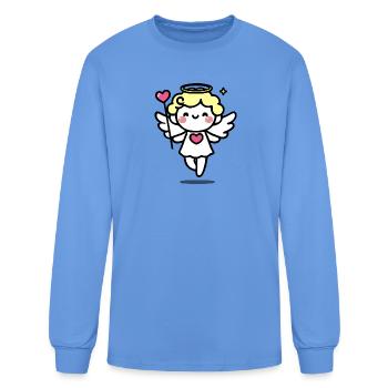 Cherub Angel Heart on Black - Men's Long Sleeve T-Shirt - carolina blue - Front