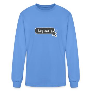 Chalkboard Log Out Button - Men's Long Sleeve T-Shirt - carolina blue - Front