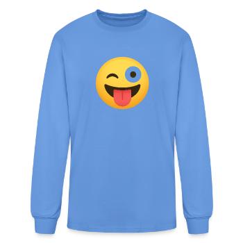 Winking Tongue Graphic - Men's Long Sleeve T-Shirt - carolina blue - Front
