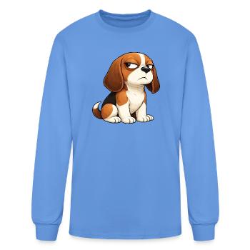 Arrogant Beagle cartoon dog comic sulking - Men's Long Sleeve T-Shirt - carolina blue - Front