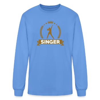 Crown Singer Laurel Wreath Gold Emblem - Men's Long Sleeve T-Shirt - carolina blue - Front