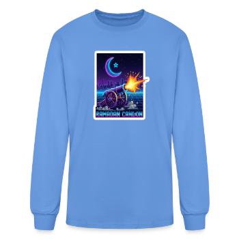 Ramadan Cannon Neon Pixel Art - Men's Long Sleeve T-Shirt - carolina blue - Front