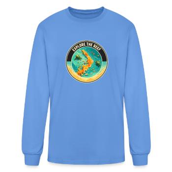 Explore The Reef Great Barrier Reef Retro Design - Men's Long Sleeve T-Shirt - carolina blue - Front
