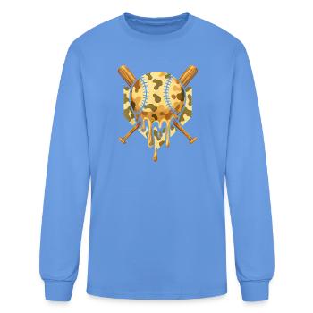 Camouflage Skull Baseball Emblem - Men's Long Sleeve T-Shirt - carolina blue - Front