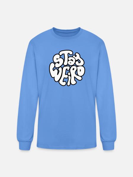 Stay Weird Retro Circle Text - Men's Long Sleeve T-Shirt - carolina blue