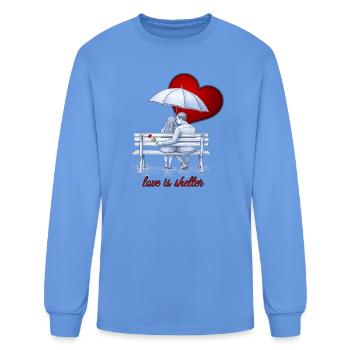 Love Shelter Umbrella Scene - Men's Long Sleeve T-Shirt - carolina blue - Front