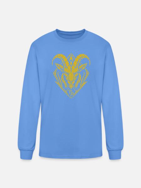 Geometric Capricorn Goat Emblem - Men's Long Sleeve T-Shirt - carolina blue