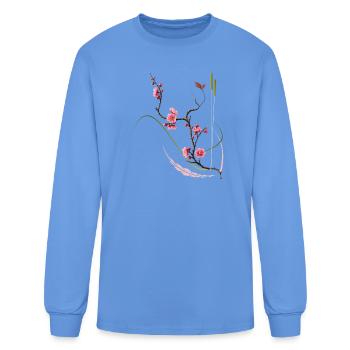 Japanese Plum Blossom – Zen Style - Men's Long Sleeve T-Shirt - carolina blue - Front