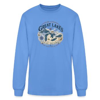 Great Lakes Vintage Map - Men's Long Sleeve T-Shirt - carolina blue - Front