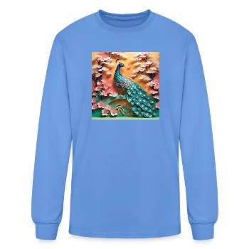 Beautiful Peacock  - Men's Long Sleeve T-Shirt - carolina blue - Front