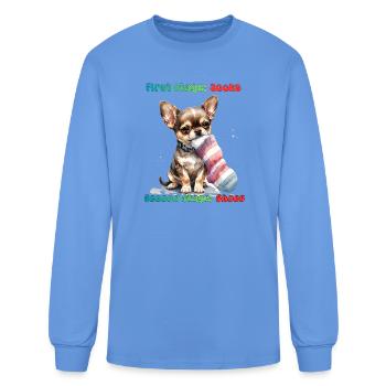 Chihuahua Sock Munching - Men's Long Sleeve T-Shirt - carolina blue - Front