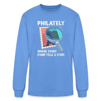 Philately Stamp Collector Stamps - Men's Long Sleeve T-Shirt - carolina blue - Front