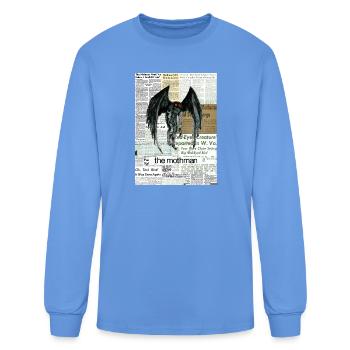 Mothman Newspaper Collage - Men's Long Sleeve T-Shirt - carolina blue - Front