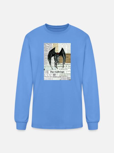 Mothman Newspaper Collage - Men's Long Sleeve T-Shirt - carolina blue