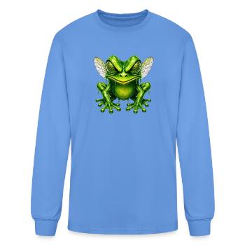 Winged Green Frog Illustration Slime - Men's Long Sleeve T-Shirt - carolina blue - Front