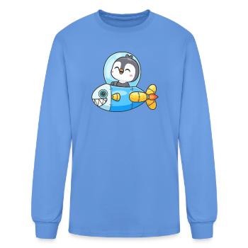 Penguin Pilot in Bubble Sub - Men's Long Sleeve T-Shirt - carolina blue - Front
