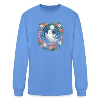 Ghost Halloween Swing Swing Spooky Botanical d’automne - T-shirt à manches longues Homme - bleu caroline - Devant