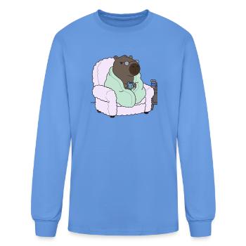 Cozy Capybara in Mint Robe - Men's Long Sleeve T-Shirt - carolina blue - Front