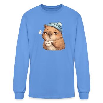 Tired Bear Coffee Meme - Men's Long Sleeve T-Shirt - carolina blue - Front