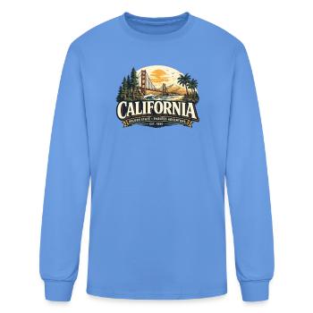 Vintage California Typography T-Shirt - Men's Long Sleeve T-Shirt - carolina blue - Front