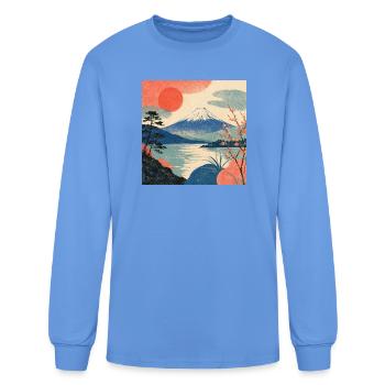 Fuji Sunrise Sakura Landscape - Men's Long Sleeve T-Shirt - carolina blue - Front